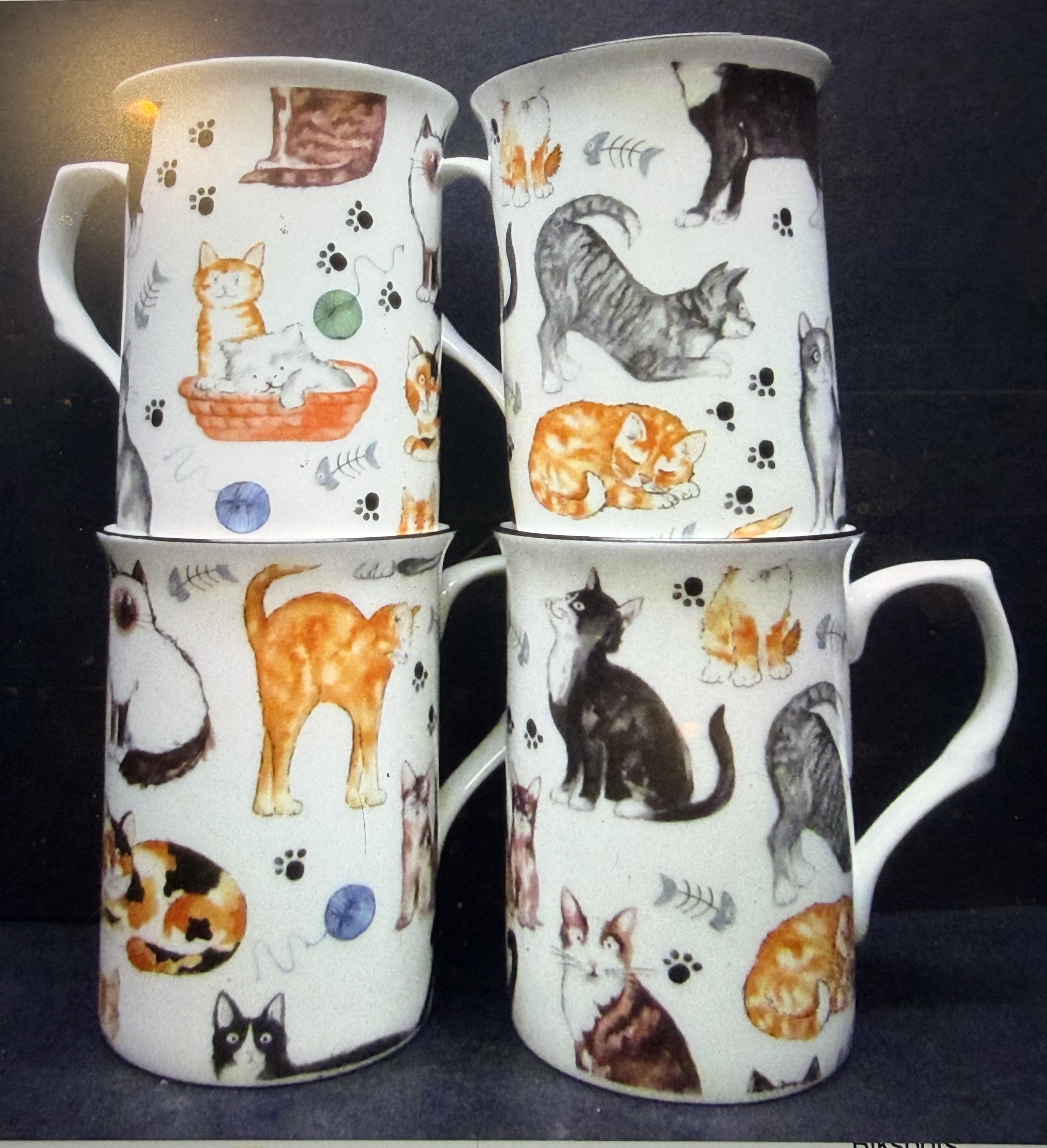 Four China Cat Mugs